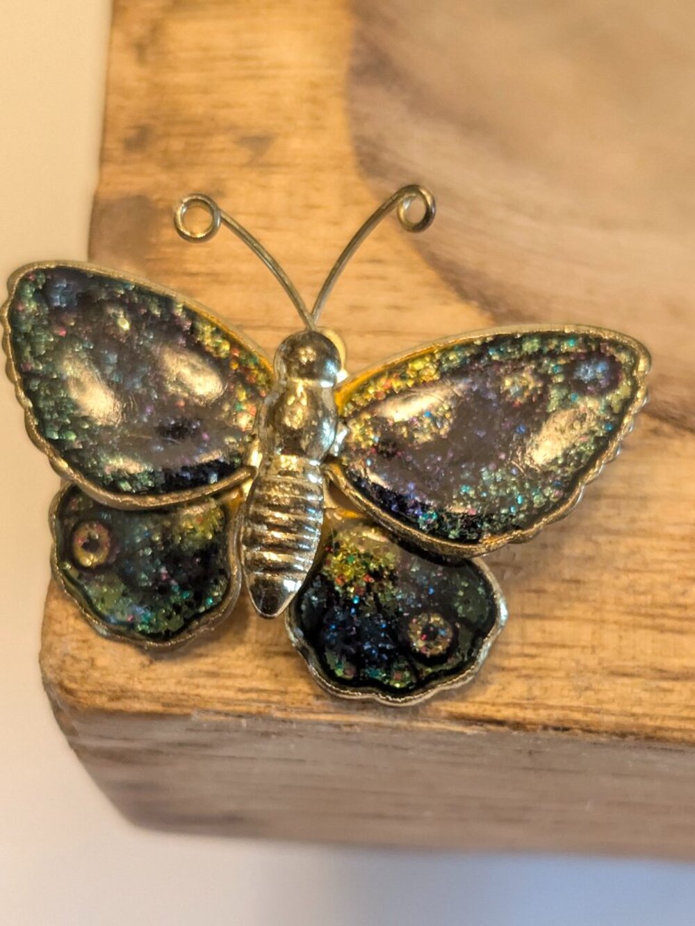 Vintage Enamel Butterfly Brooch Pin "Night Sky" Colors